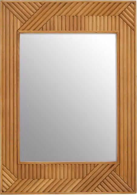 Orsina Jakara Natural Brown Wood Rectangular Freestanding Floor Standing Mirror – 1