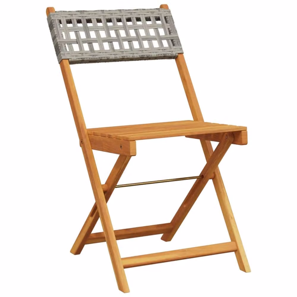 Berkfield Home 3 Piece Bistro Set in Grey Poly Rattan and Acacia Wood – 2