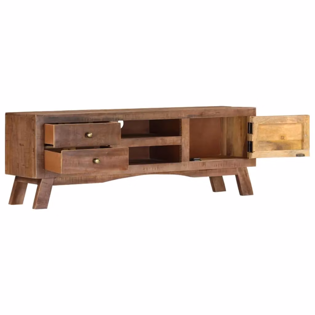 Berkfield Home Classic TV Cabinet in Brown Rough Mango Wood, W/D/H: 110 x 30 x 40 cm – 2