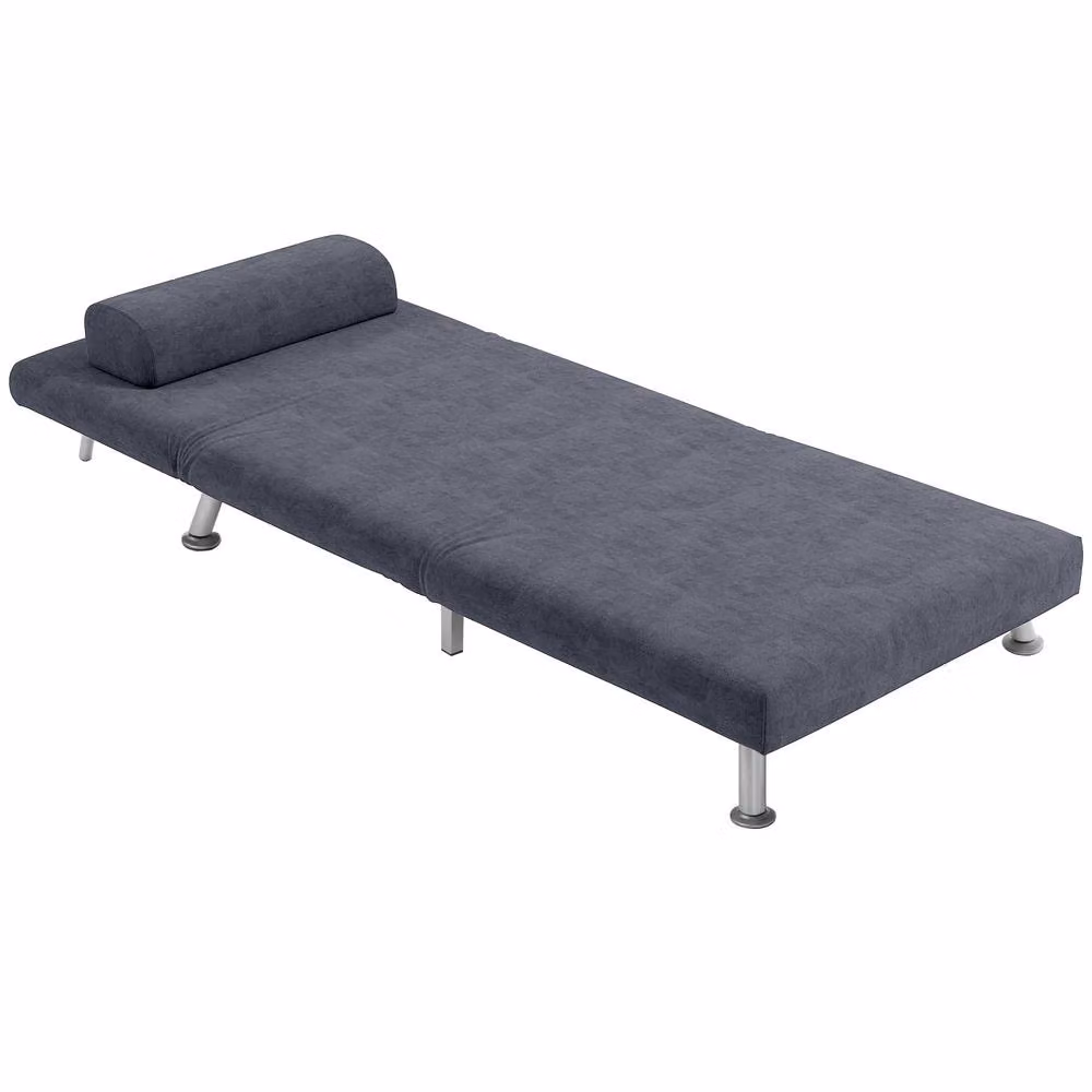 STILVORA 3-in-1 Grey Velvet Sleeper Chair Bed with Metal Frame and Armrests – 5