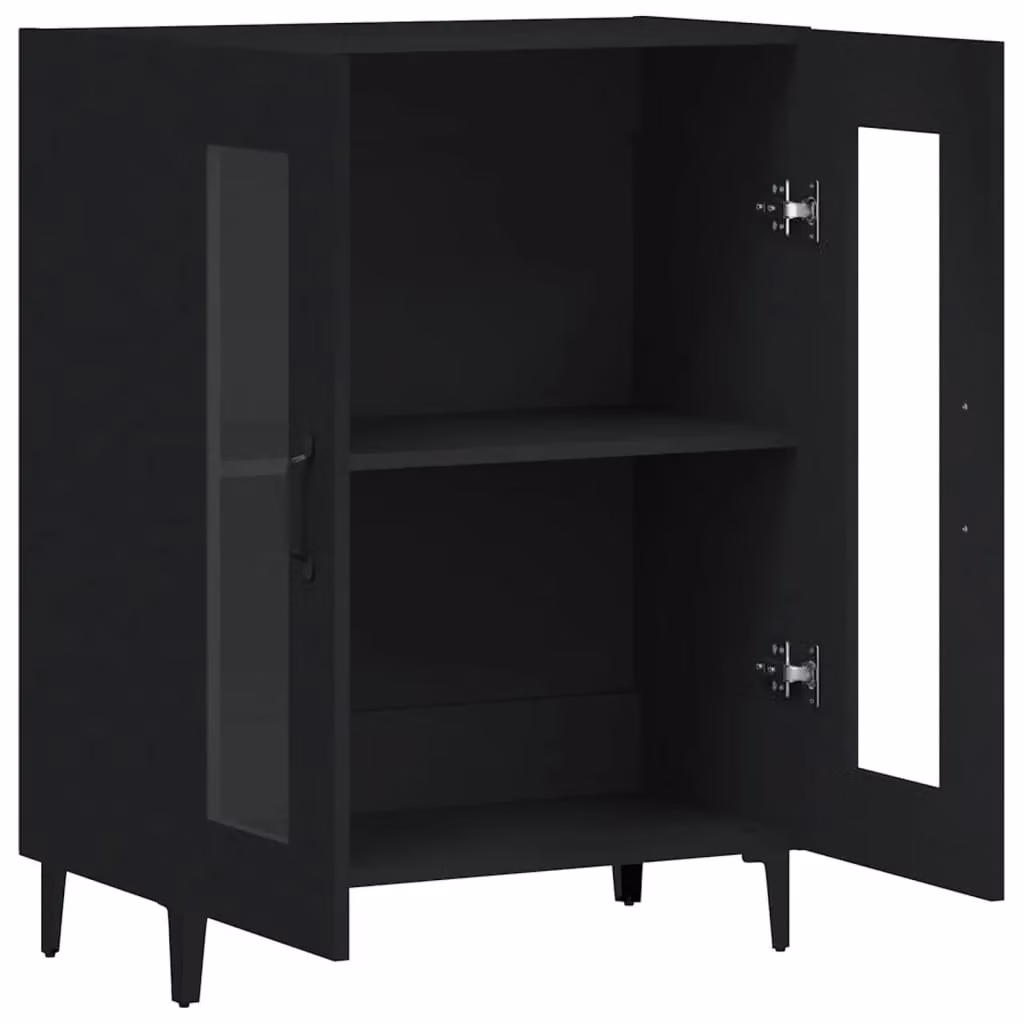 Berkfield Home Black Matt Sideboard with Glass, W/D/H: 69.5 x 34 x 90 cm – 4