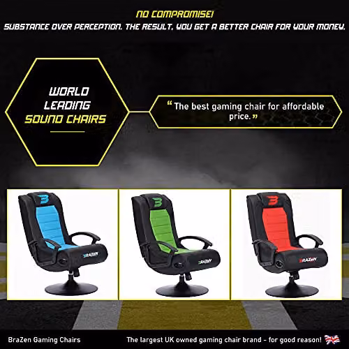 BraZen Stag 2.1 Bluetooth Surround Sound Gaming Chair in Red, W/D/H: 68 x 94 x 54 cm – 7