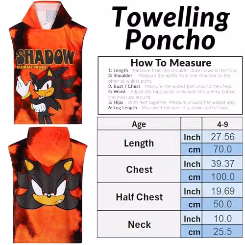 Get Trend Sonic the Hedgehog Hooded Cotton Bath Towel Poncho in Red – 6