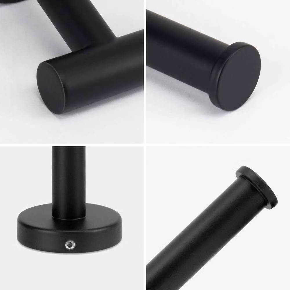 NESTLUNE Matte Black Stainless Steel Wall Mounted Toilet Roll Holder – 3