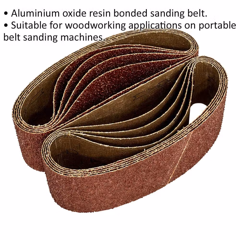 Loops 5 Pack 24 Grit Aluminium Oxide Sanding Belts for Wood, 75mm x 533mm – 2