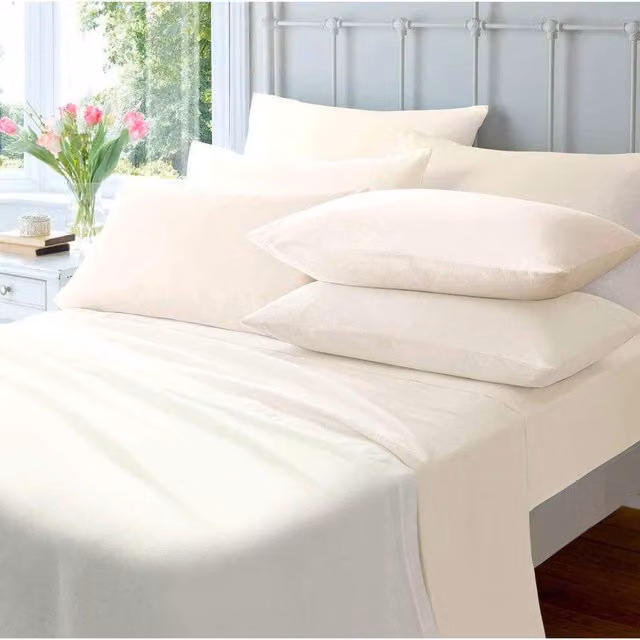 NewEdgeBlinds Pair of Plain Flannelette Cotton Pillowcases in Cream, Yellow or White