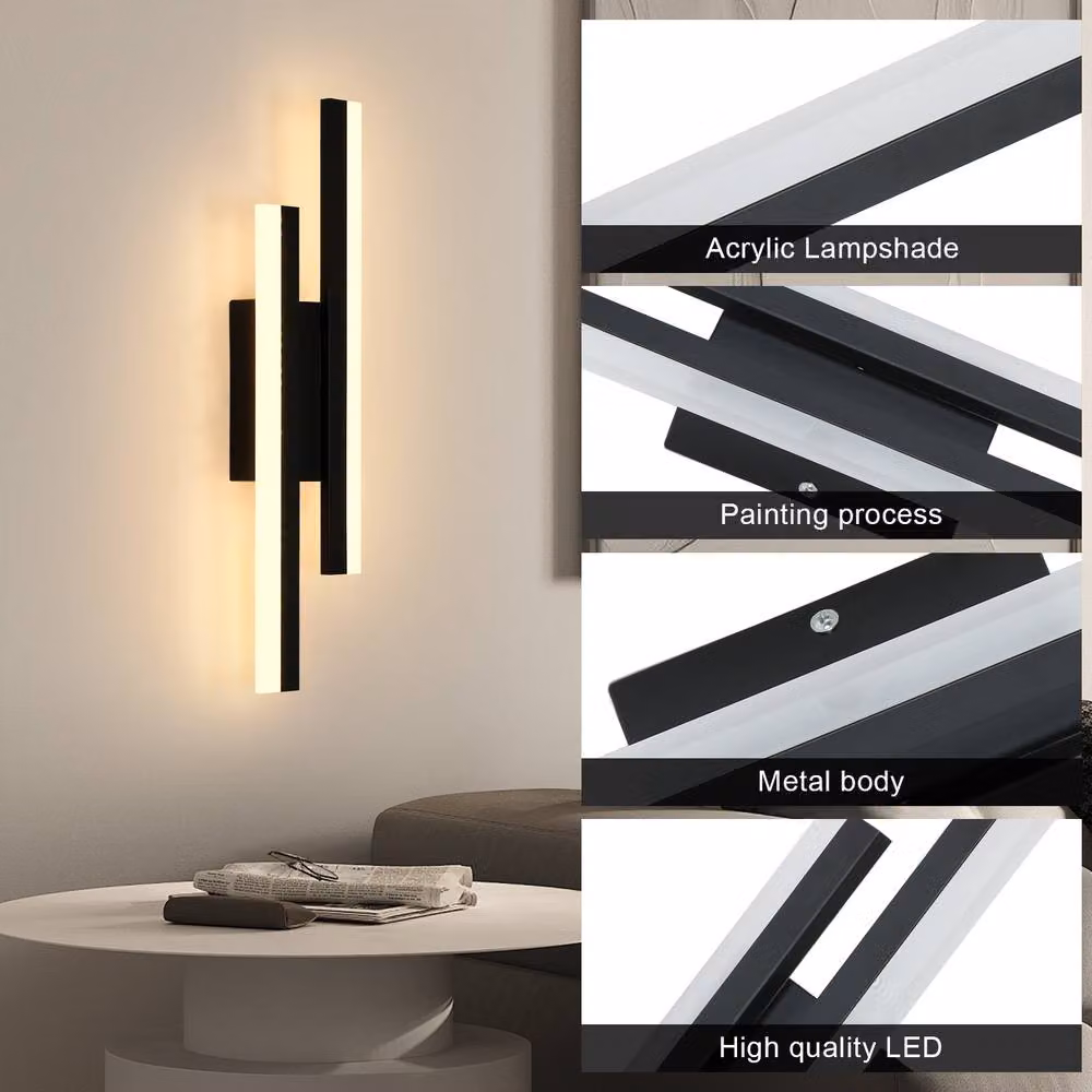 COMELY Modern LED Indoor Wall Light with Acrylic, Warm White, Black, W: 40 cm – 3