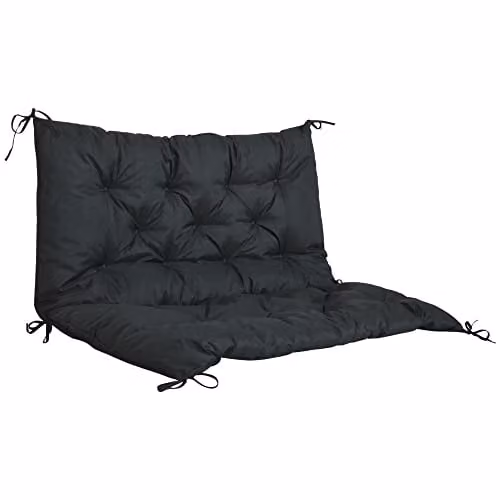 Outsunny 2 Seater Garden Bench Cushion with Back and Ties, Black, W: 98 cm, H: 100 cm – 10