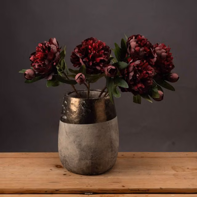 KDMK Red Burgundy Peony Rose Tabletop Floral Arrangement