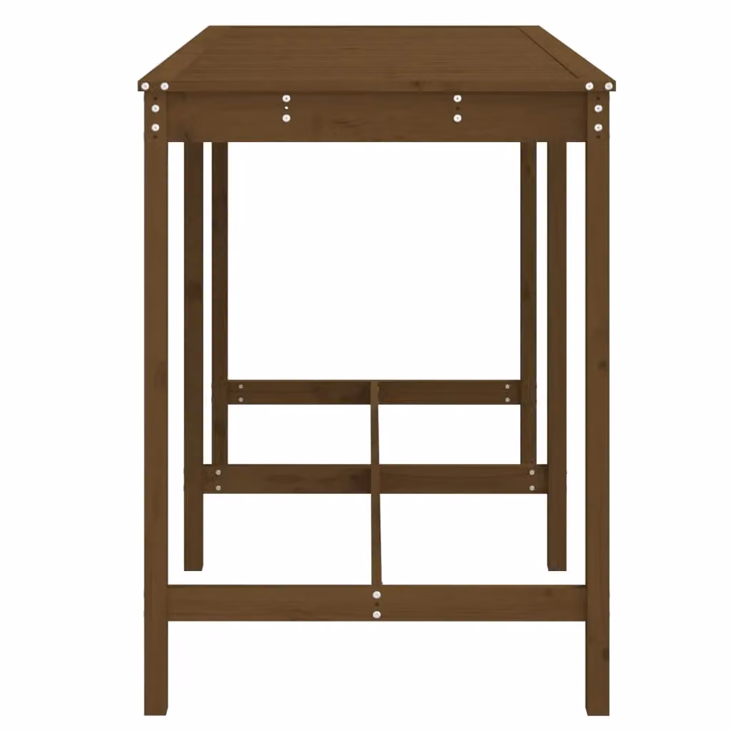 Berkfield Home Rustic Solid Wood Pine Garden Table in Honey Brown, W: 159.5 cm, D: 82.5 cm, H: 110 cm – 4