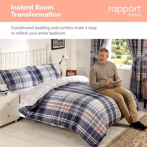 Rapport Home Brandon Check Room In A Bag Bedding Set in Blue, Red and Multicolour, including Duvet Cover, Fitted Sheet and Pillowcases, W: 180 cm, L: 200 cm – 4