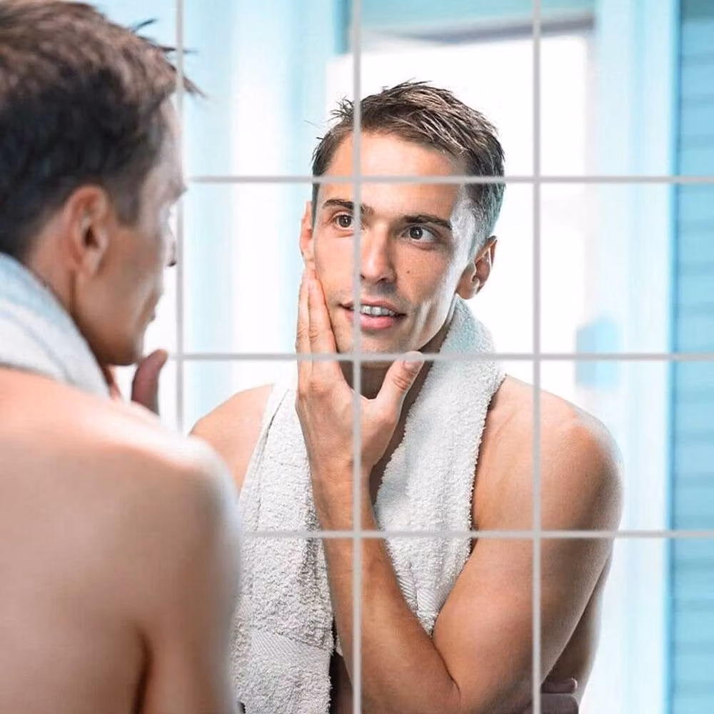 PAWNORA 4-Piece Adhesive Glass Mirror Tile Wall Stickers in Silver – 3