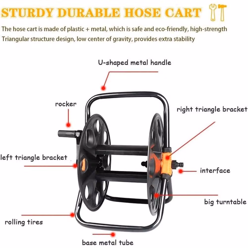 NESTLUNE Portable Freestanding Garden Hose Reel Cart in Black – 3