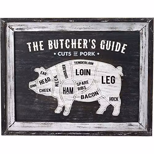 KDMD Butchers Cuts Pork Wall Plaque, Multicolour, W: 45 cm, D: 3 cm, H: 1.41 cm – 1
