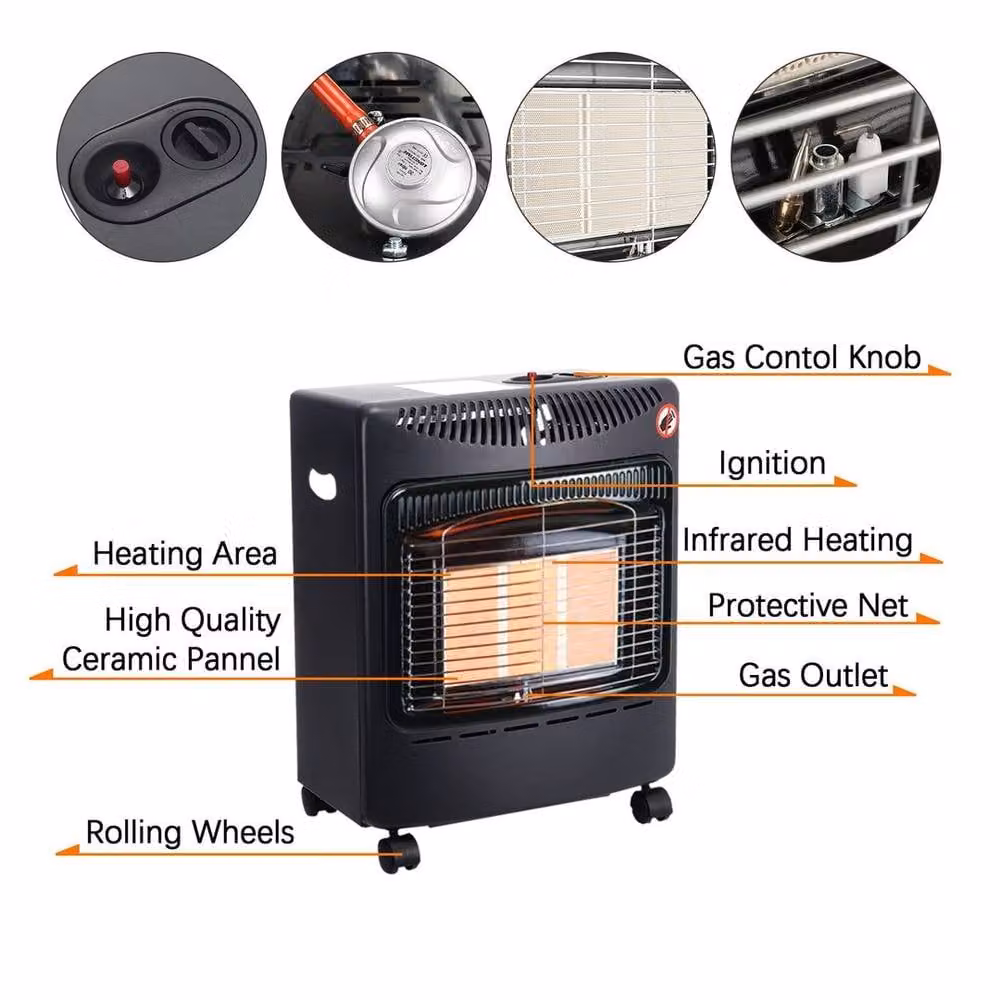 NESTLUNE 4.2kW Portable Indoor Butane Gas Heater in Black – 5