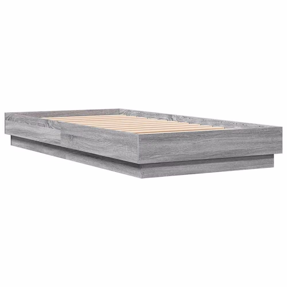Berkfield Home Sonoma Single Wood Bed Frame in Grey, W/D/H: 90 x 190 cm – 3