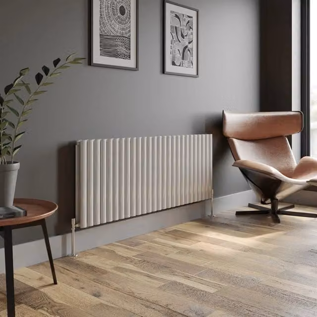 Temprazo Vertical Oval Tube Double Panel Designer Radiator in White, H: 180 cm, W: 48 cm