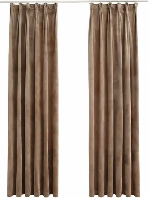 Berkfield Home Blackout Velvet Curtains, 2 Pack, Beige, W: 140 cm, H: 245 cm – 1