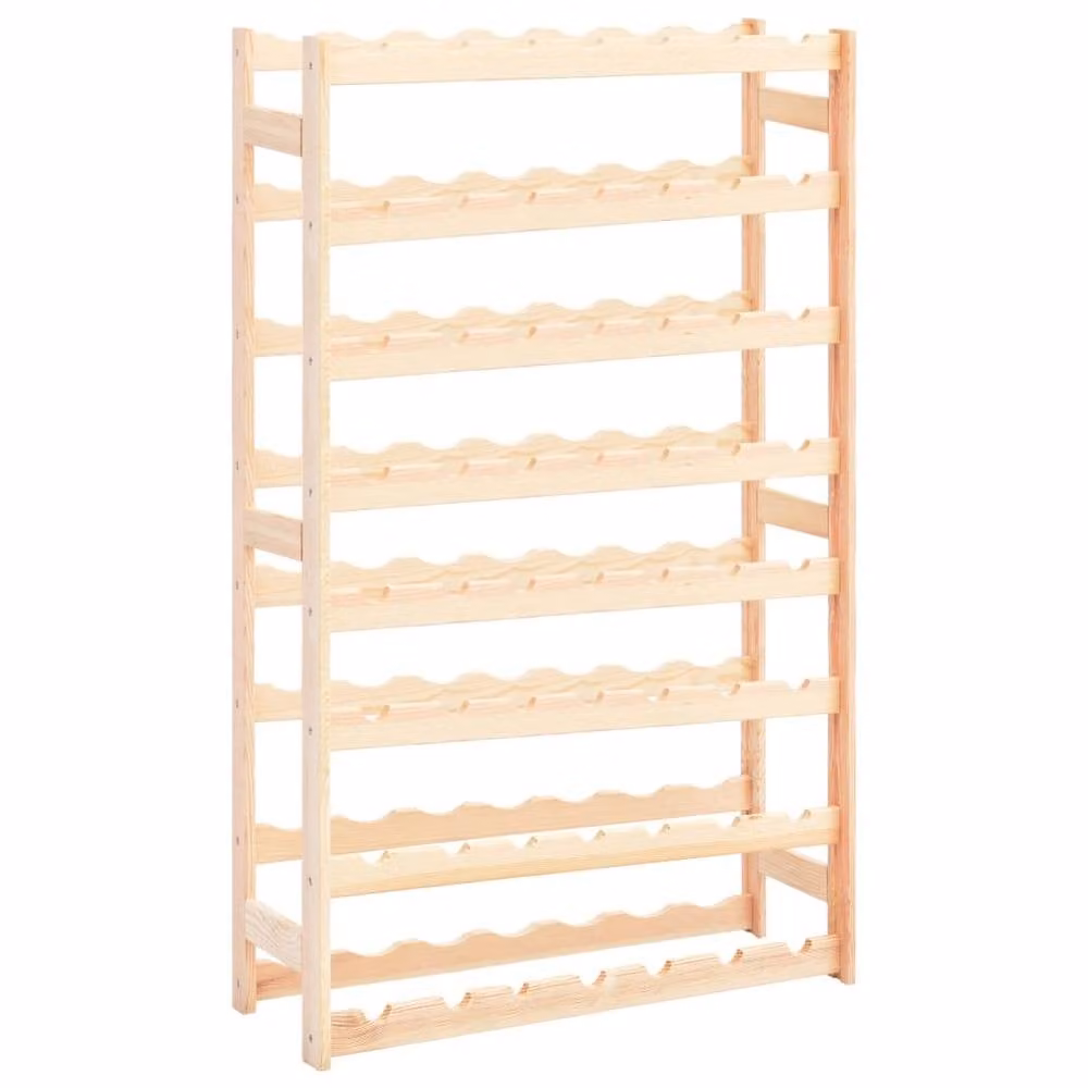 Berkfield Home Durable Pinewood Wine Rack for 56 Bottles, Beige, W/D/H: 118 x 25 x 72 cm