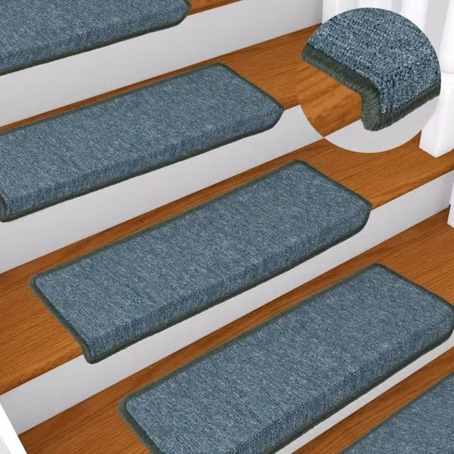 Berkfield Home Non-Slip Self-Adhesive Carpet Stair Treads, 15 Pieces, Green, W: 65 cm, D: 21 cm, H: 4 cm – 1