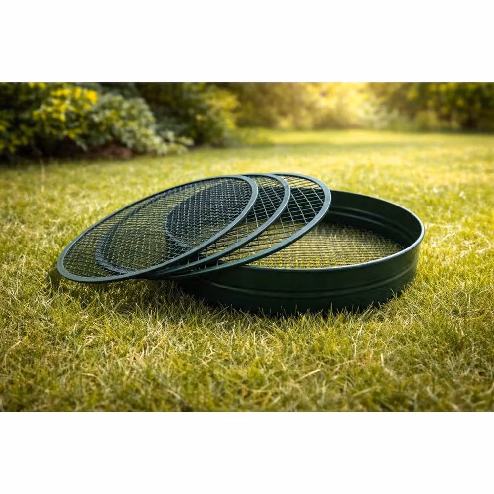 FLAVORA 3-in-1 Steel Garden Soil Sieve in Green – 4