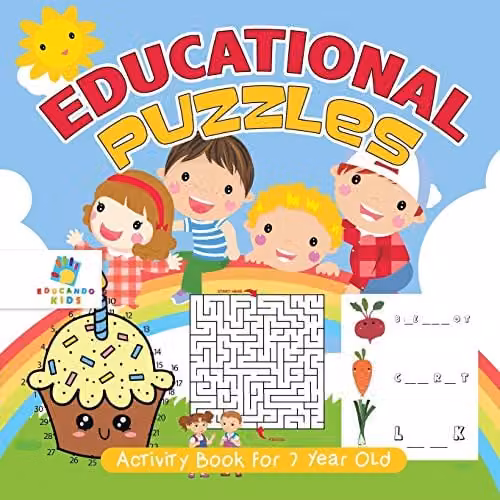 Educando Kids Educational Puzzles Activity Book for 7 Year Olds, Multicolour, 21.59 x 21.59 cm