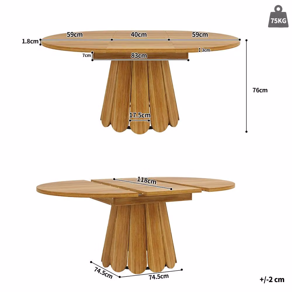 ModernLuxe Extendable Round 6-Seater Dining Table in Brown with Butterfly Leaf, W/D/H: 118 x 118 x 76.8 cm – 4