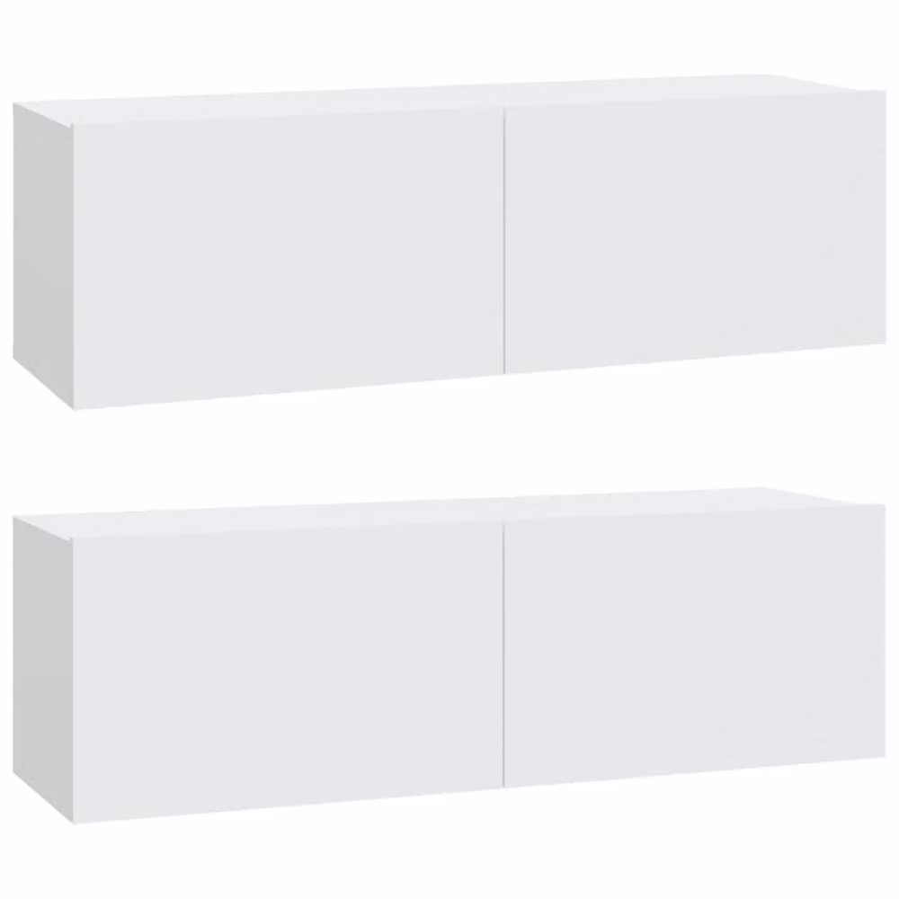 Berkfield Home Set of 2 White Modern Wall TV Cabinets in Matt Engineered Wood, W/D/H: 100 x 30 x 30 cm – 2
