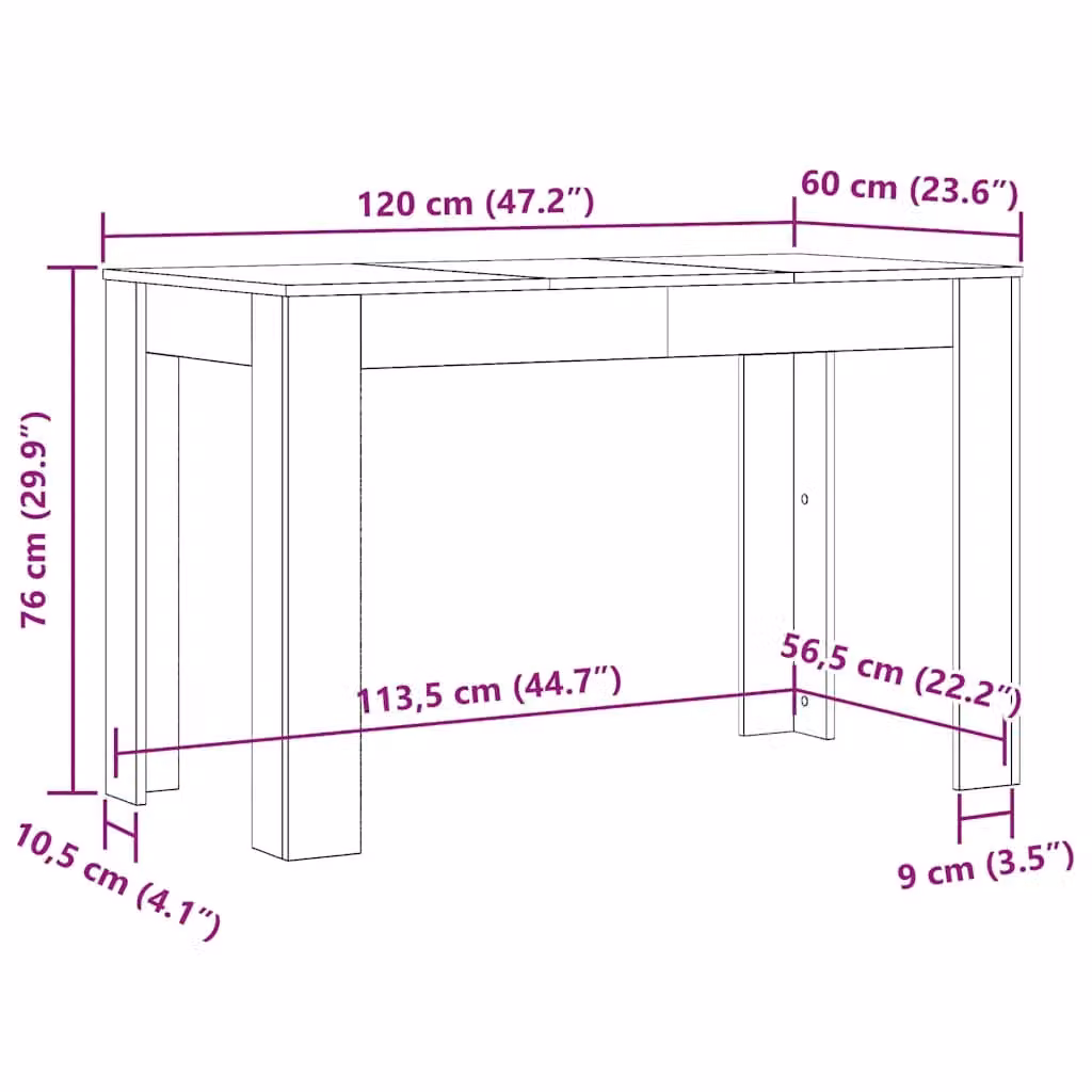 Berkfield Home Black Oak Rectangular Dining Table, W/D/H: 120 x 60 x 76 cm – 5