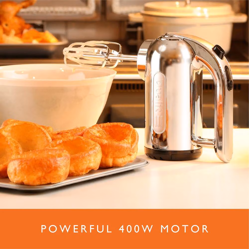 Dualit 4 Speed Hand Mixer with Accessories in Metallic Silver – 5