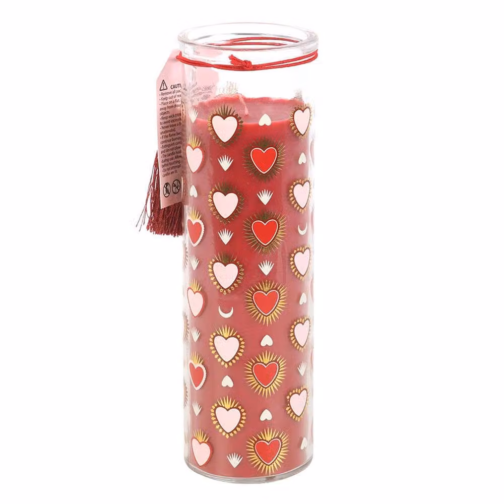 Something Different Black Fig Sacred Heart Pillar Candle in Light Red – 2