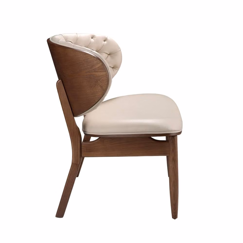 Angel Cerda Sand Leatherette Armchair with Walnut Wood Legs – 5