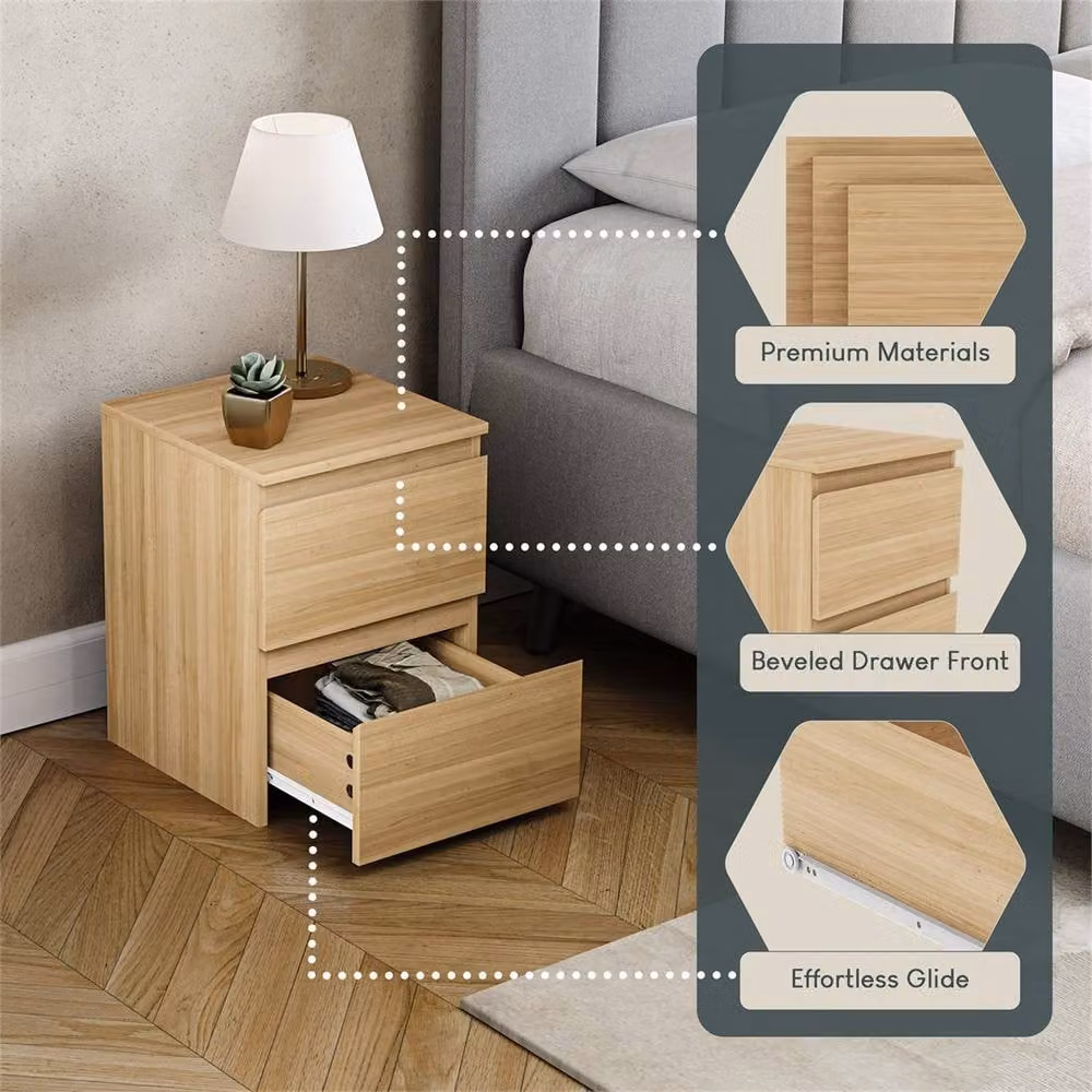 FORGEVIO Modern 2 Drawer Chest of Drawers in Natural Pine – 3
