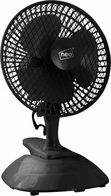 Neo Mini Clip Base Mount Desk Fan, Black, W/D/H: 15.24 x 15.24 x 15.24 cm