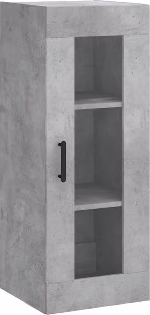Berkfield Home Wall Mounted Cabinet in Concrete Grey with Glass Doors, W/D/H: 34.5 x 34 x 90 cm