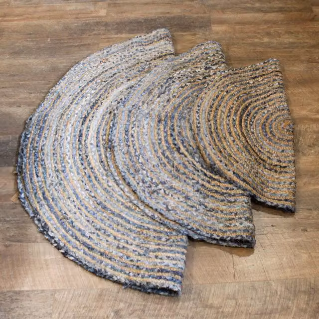 KDMK Boho Multicolour Jute and Cotton Rug in Yellow