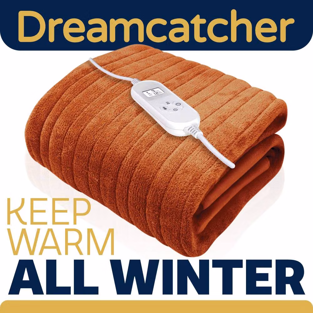 Dreamcatcher Terracotta Fleece Electric Heated Double Throw Blanket, W/D/H: 160 x 120 cm – 5