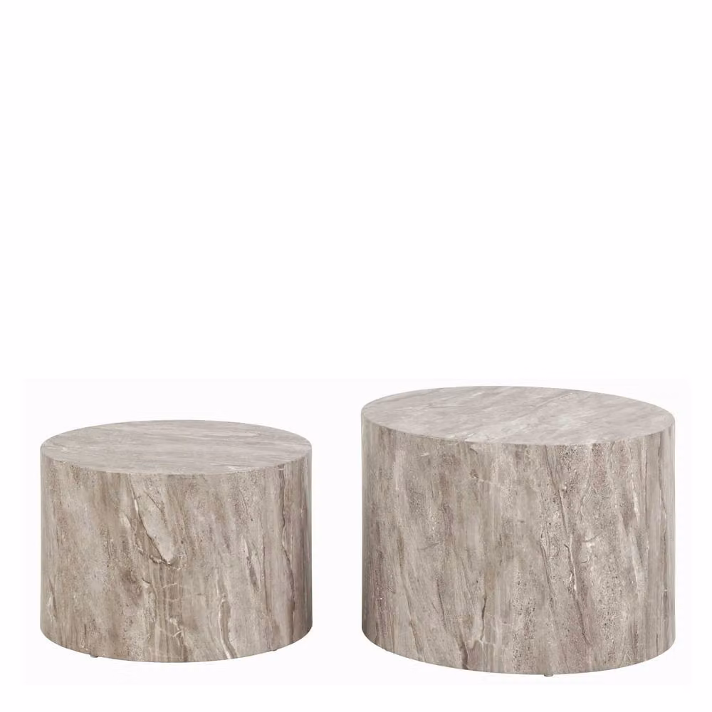 Wyld Haus Munkebo Set of 2 Grey Marble Effect Round Coffee Tables – 2