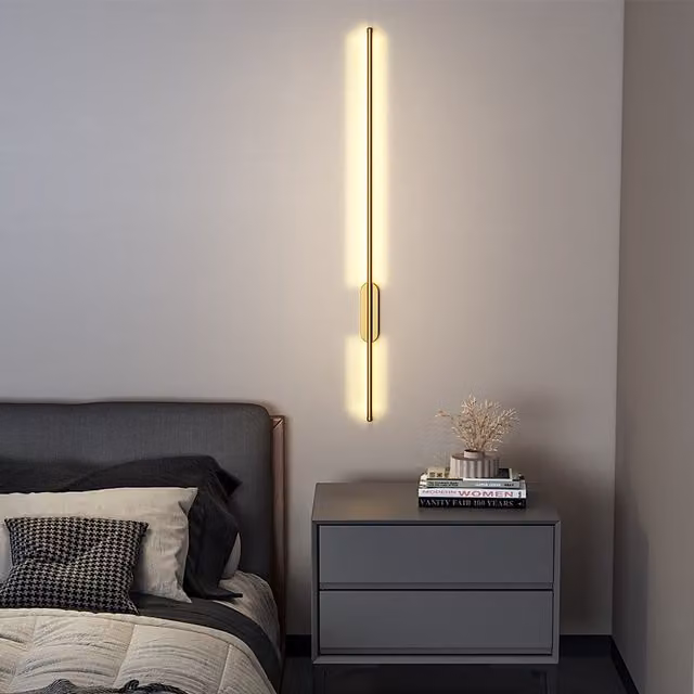 Livingandhome Gold LED Strip Wall Light with Warm White Illumination, 100 cm
