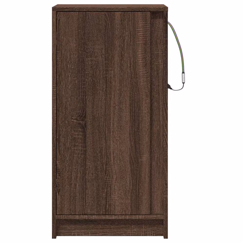 Berkfield Home Modern Brown Oak Sideboard with Integrated LED Lighting, W/D/H: 42.5 x 34 x 85 cm – 4