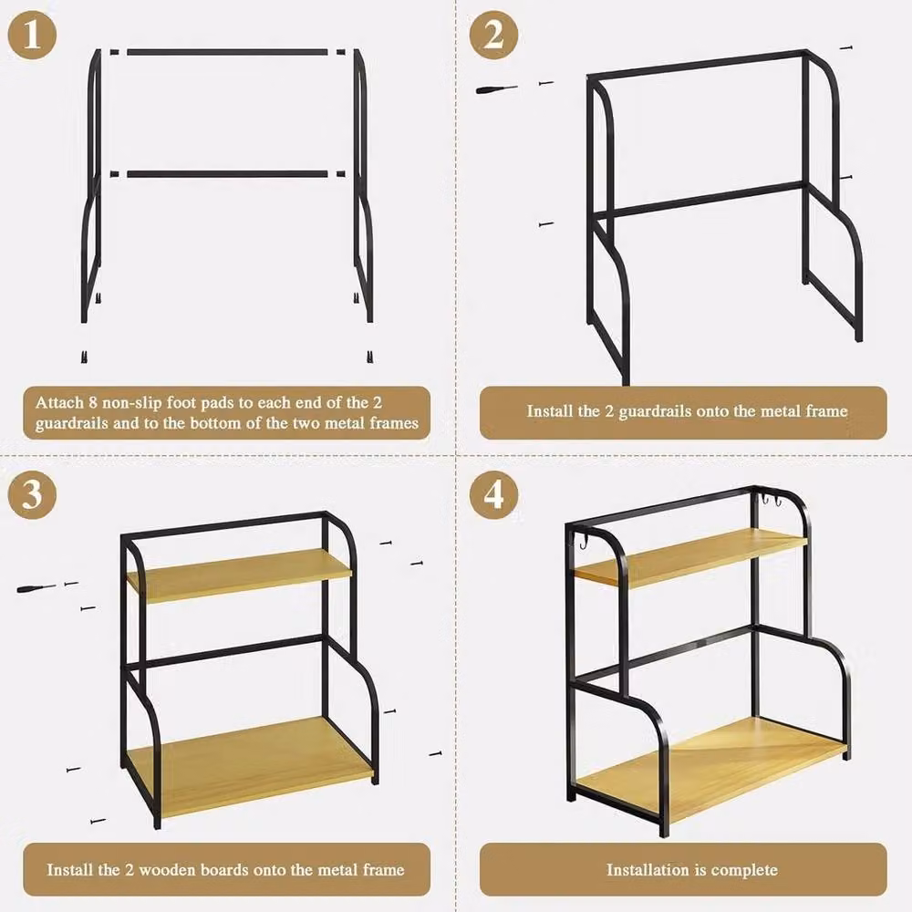 KORVIXA Black Kitchen and Bathroom Shelf Organiser, Width: 100 cm – 2