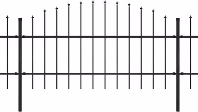 Berkfield Black Steel Spear Top Garden Fence