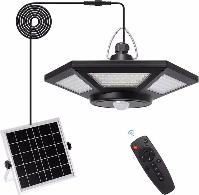 Kelvenix Solar LED Outdoor Light with Remote Control and Dusk Sensor in Black