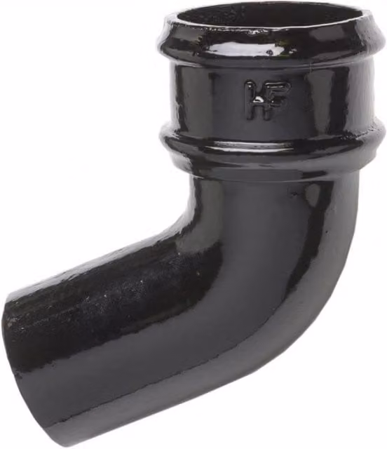 Hargreaves Premier Cast Iron Round Downpipe Bend, 112.5 Degree, 75mm, Black