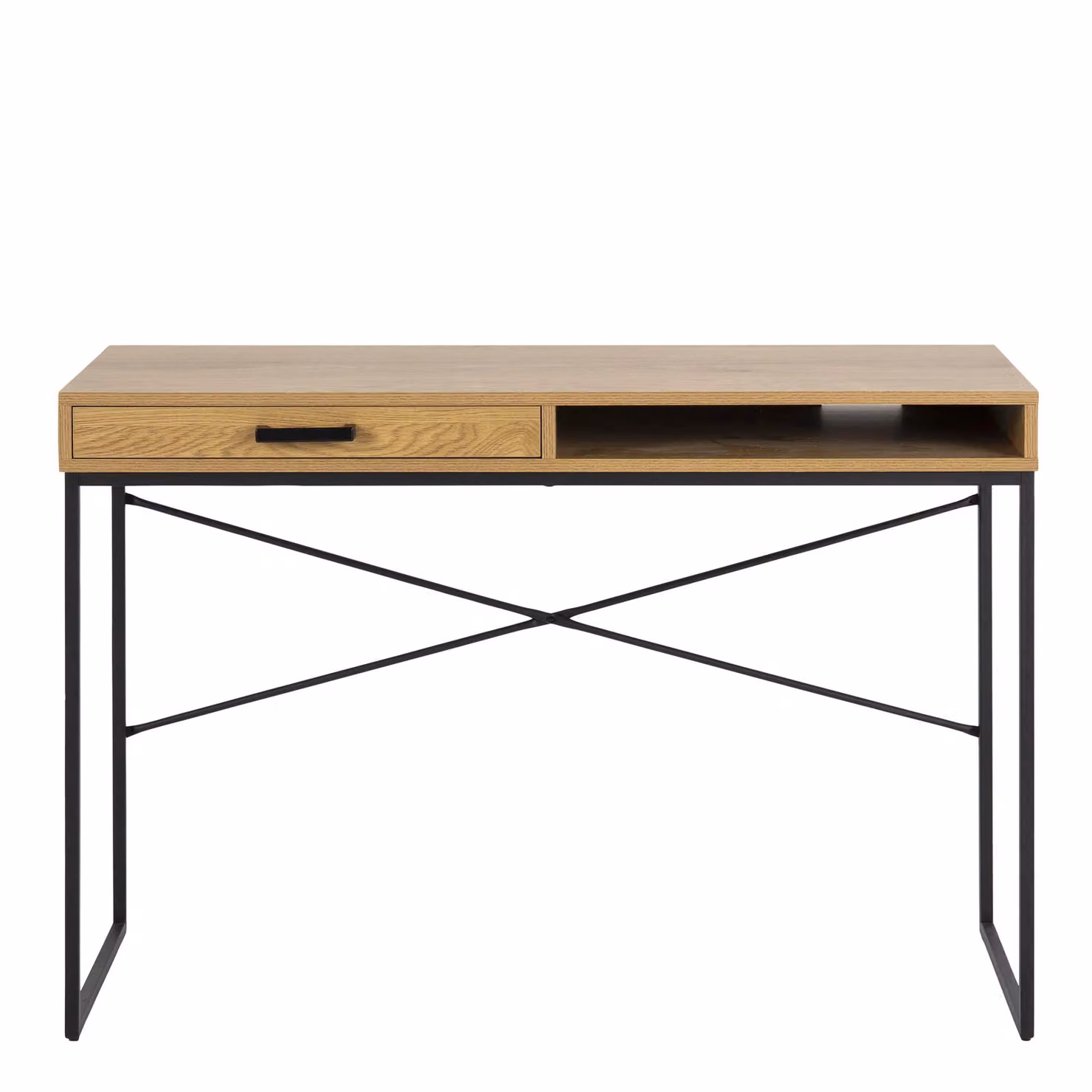 Furniture To Go Seaford Modern Writing Desk in Wild Oak with Single Pedestal and Grommet – 2