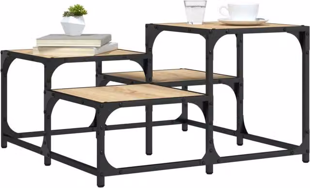 Berkfield Home Sonoma Oak Coffee Table in Brown, W/D/H: 68 x 68 x 40 cm