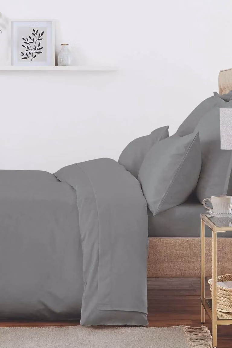 Murmur 500 Thread Count Mako Satin Plain Grey Cotton Standard Pillowcase