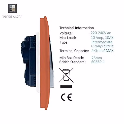 Trendi 2 Gang 10 Amp Double Electrical Wall Light Switch in Copper – 4