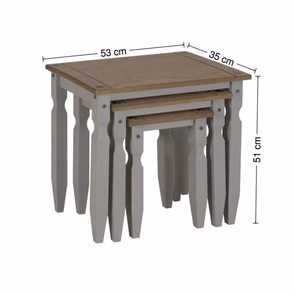 Nordara Grey Solid Pine Wood Nest of 3 Tables – 2