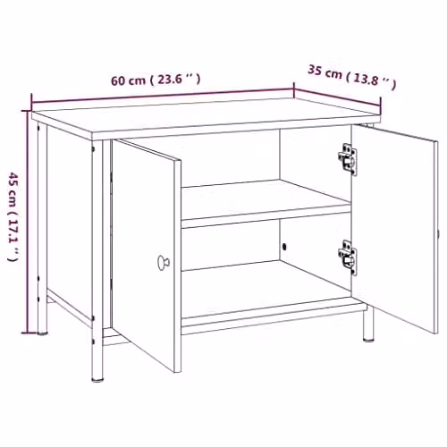 vidaXL Modern Black TV Cabinet with Doors, W: 60 cm, D: 35 cm, H: 45 cm – 3